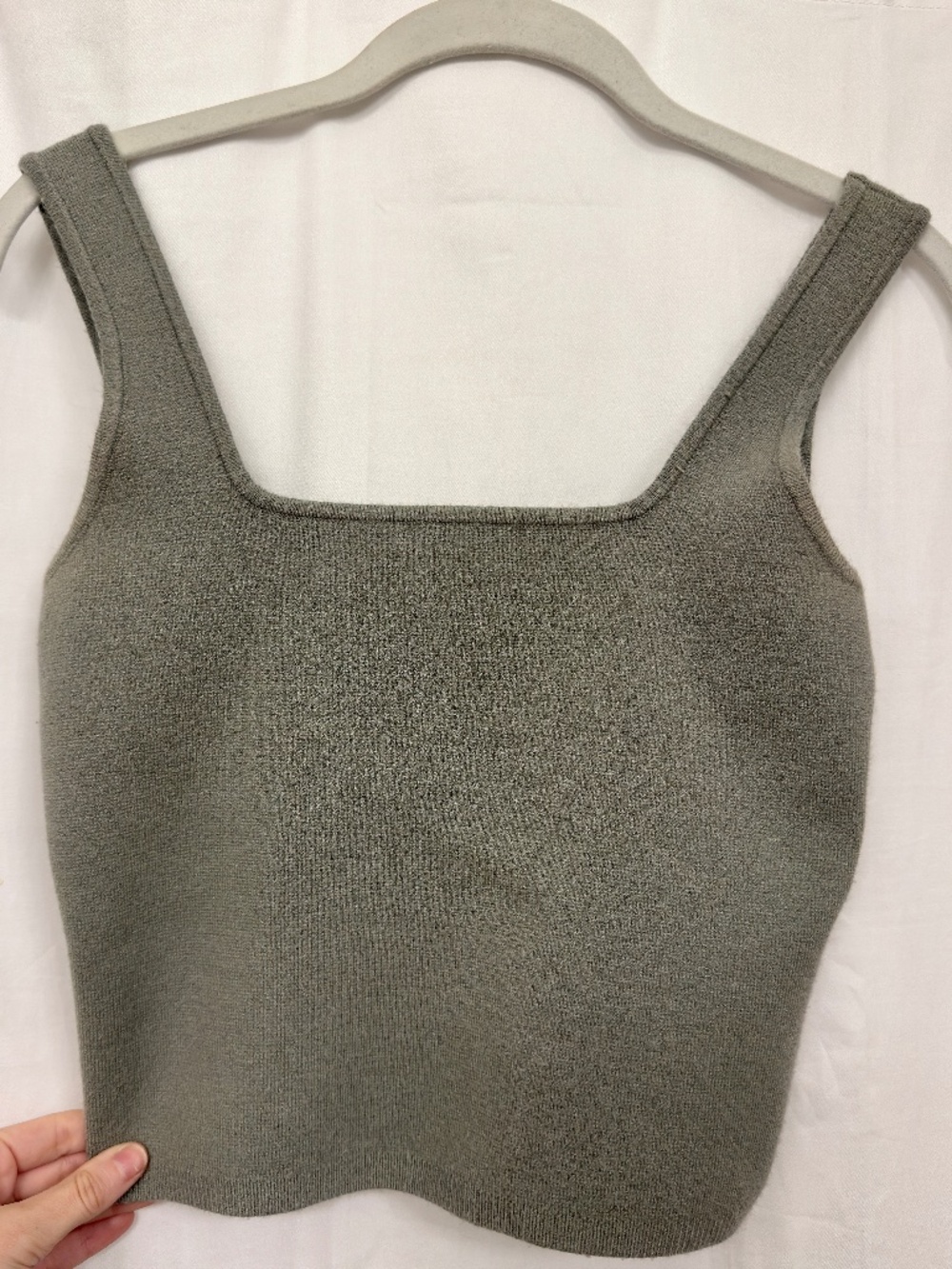 Abercrombie & Fitch Soft A&F Sage Green Square Neck Sweater Knit Tank Top Size S